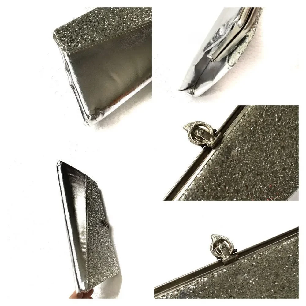 Vintage Silver Glitter Evening Clutch